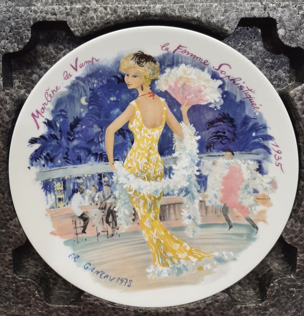 D'Arceau Limoges Collector Plate - Marlene l Series: Les Femmes du Siecle - 1935